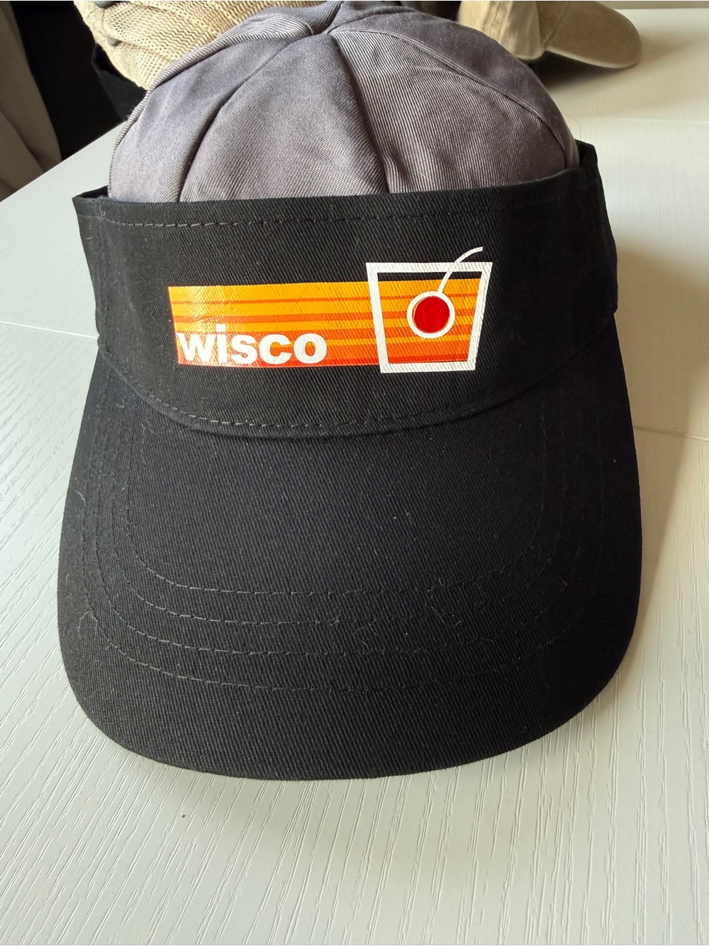 Black Visor Cap Old Fashioned Wisco OS Adjustable